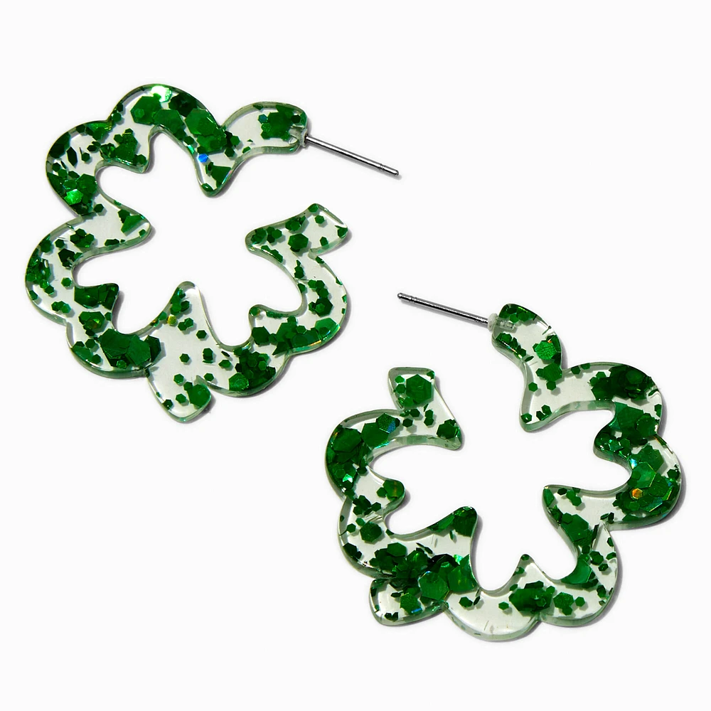 St. Patrick's Day Shamrock-Shaped Hoop Earring