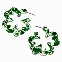 St. Patrick's Day Shamrock-Shaped Hoop Earring