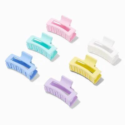Pastel Rainbow Rectangle Hair Claw - 6 Pack