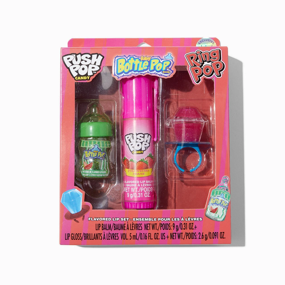 Push Pop™ x Baby Bottle Pop™ x Ring Pop® Claire's Exclusive Flavored Lip Set - 3 Pack