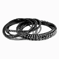 Hematite & Crystal Stretch Bracelets - 7 Pack