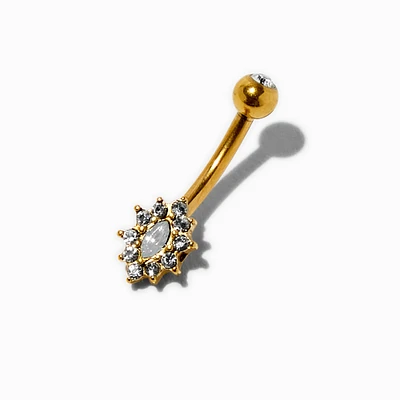 Gold-tone Titanium Mini Flower 14G Belly Bar