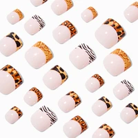 Animal Print French Tip Square Press On Vegan Faux Nail Set - 24 Pack