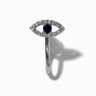 Silver Cubic Zirconia Evil Eye Faux Nose Ring