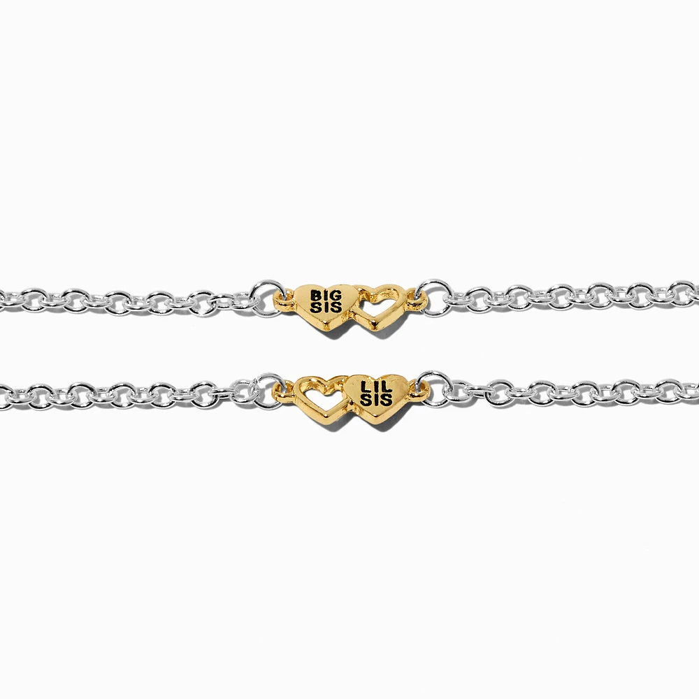 Best Friends Big Sis & Lil Sis Heart Charm Bracelets - 2 Pack