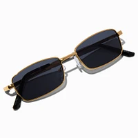 Gold Rectangular Metal Sunglasses