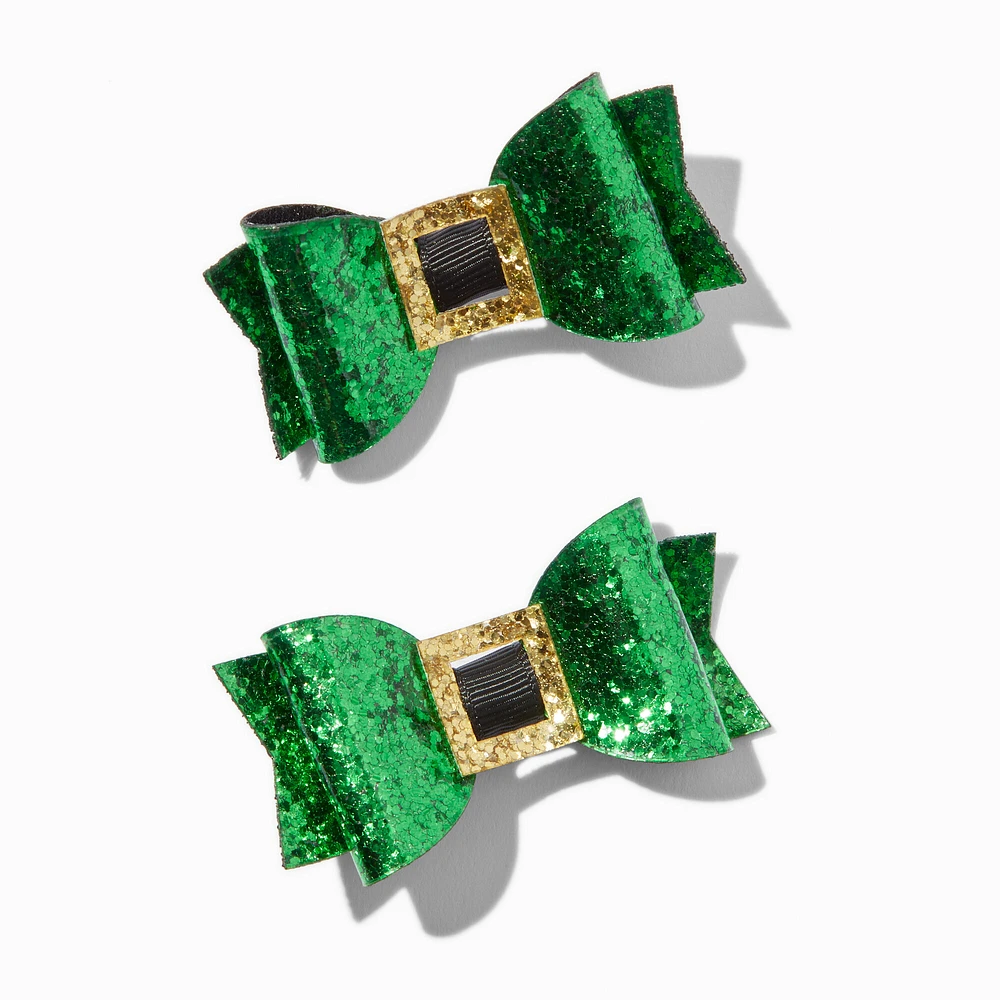 St. Patrick's Day Leprechaun Hair Bow Clips - 2 Pack