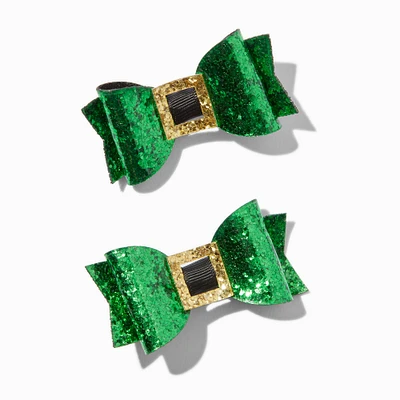 St. Patrick's Day Leprechaun Hair Bow Clips - 2 Pack