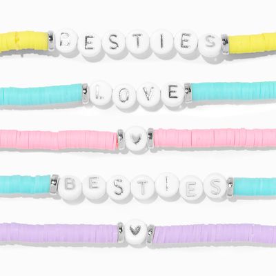 Valentine's Day Best Friends Beaded Stretch Bracelets - 5 Pack