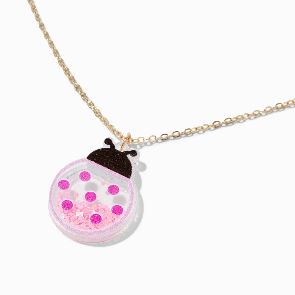 Pink Ladybug Shaker Pendant Necklace