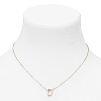 Gold Pearl Initial Chain Necklace - D
