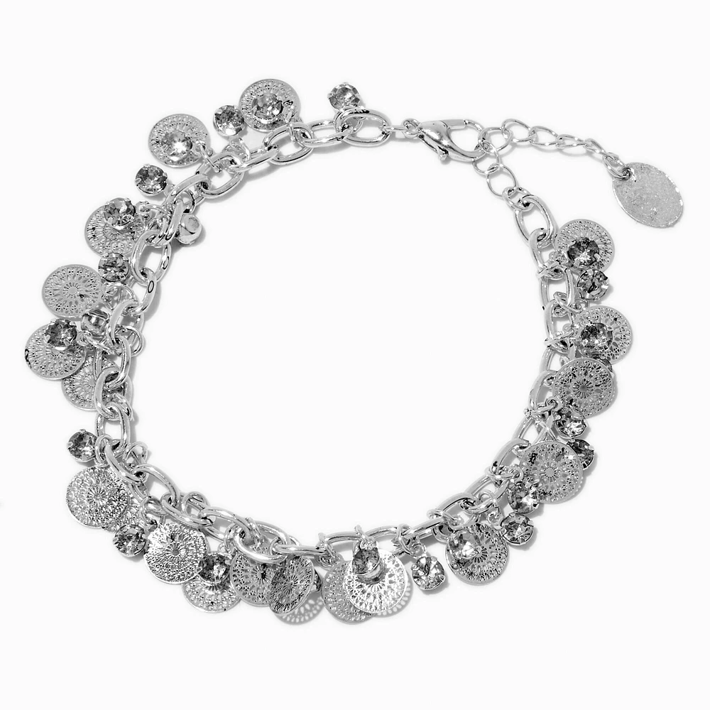 Silver-tone Coin Charm Bracelet