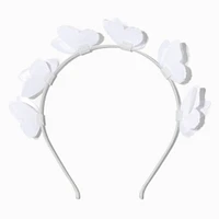 White Butterfly & Pearl Crown Headband