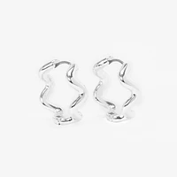 Silver Squiggle Zig Zag 20MM Hoop Earrings