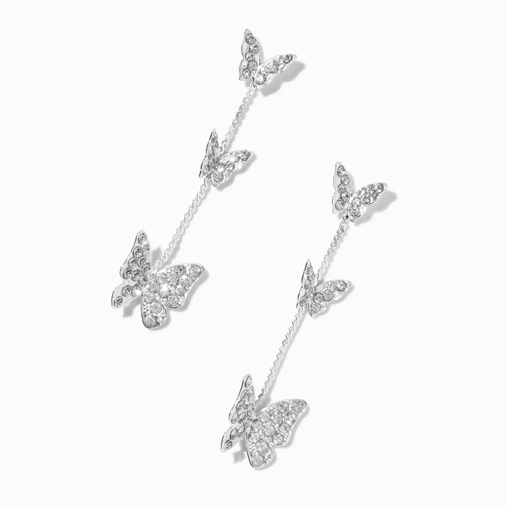 Butterfly Trio Pavé Crystal 2" Drop Earrings