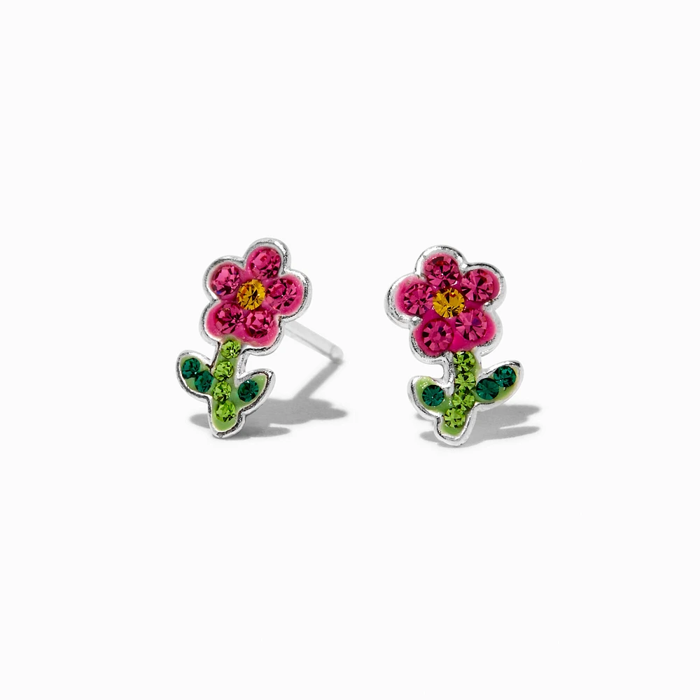 C LUXE by Claire's Sterling Silver Pink Flower Stud Earrings