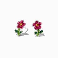 C LUXE by Claire's Sterling Silver Pink Flower Stud Earrings