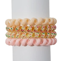 Rose Print Spiral Hair Ties - 4 Pack