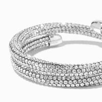 Silver-tone Pavé Crystal Coil Wrap Bracelet