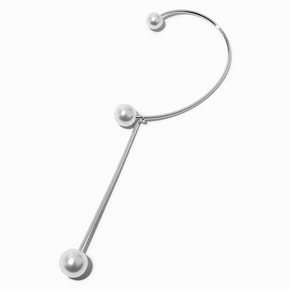 Faux Pearl Drop Hanging Ear Cuff