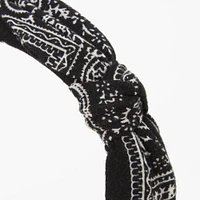 Knotted Bow Bandana Headband - Black