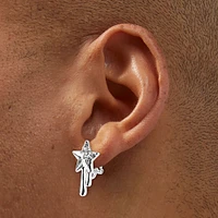 Silver-tone Crystal Dripping Star Clip-On Stud Earrings