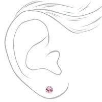 Pink Cubic Zirconia 5MM Round Stud Earrings