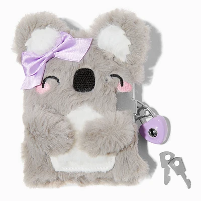 Claire's Club Lilac Koala Plush Lock Diary