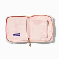 Blush Pink Furry Zip Around Wallet