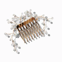 White Flower & Pearl Gold-tone Hair Comb