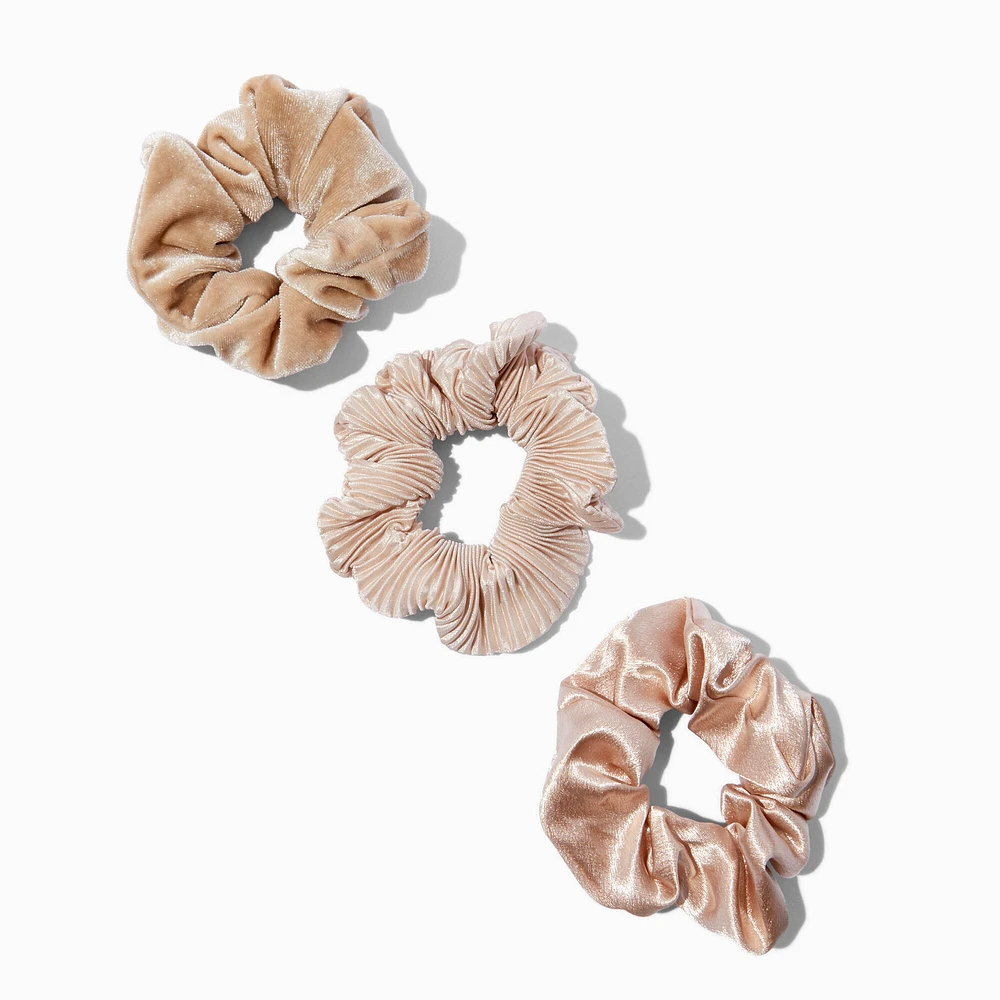 Champagne Mixed Hair Scrunchies - 3 Pack