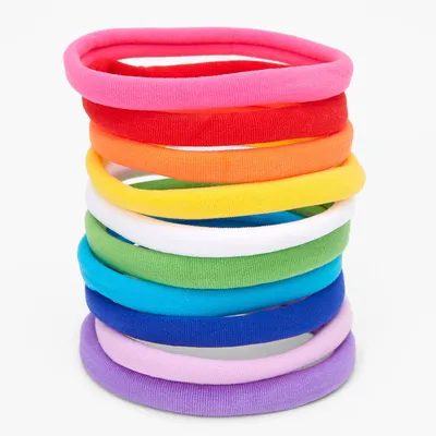 Neon Rainbow Rolled Hair Ties - 10 Pack