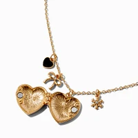 Claire's Club Red Glitter Heart Locket Pendant Necklace