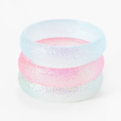 Claire's Club Pastel Glitter Bangle Bracelets - 3 Pack