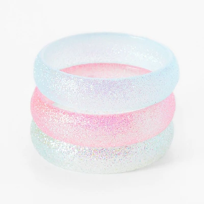 Claire's Club Pastel Glitter Bangle Bracelets - 3 Pack