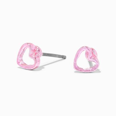 Pink Heart Cuout Stud Earrings