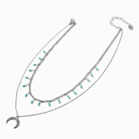 Silver-tone Turquoise Moon Multi-Strand Necklace