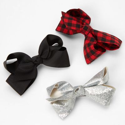 Claire's Club Holiday Loopy Hair Bow Clips - 3 Pack