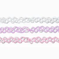Best Friends Tropical Flowers Tattoo Choker Necklaces - 3 Pack