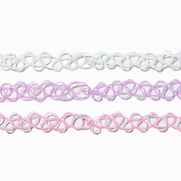 Best Friends Tropical Flowers Tattoo Choker Necklaces - 3 Pack