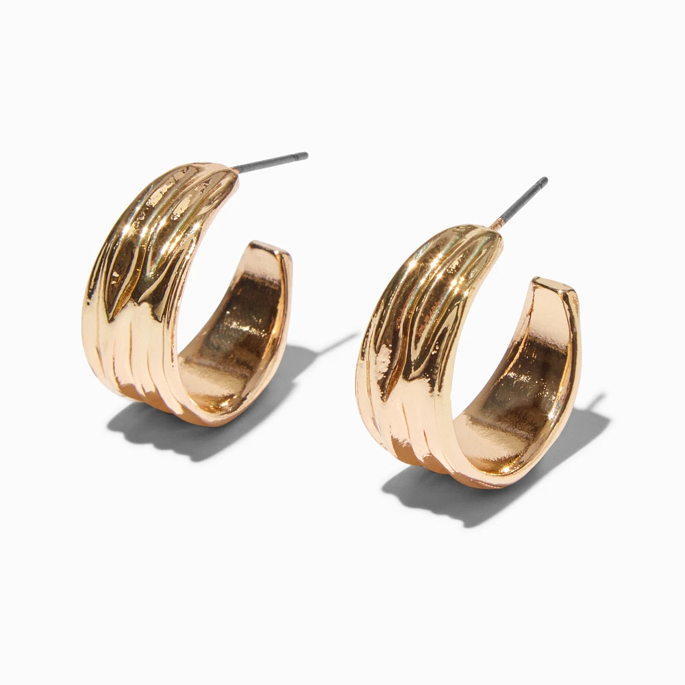 Gold-tone Wide Textured 20MM Hoop Earrings