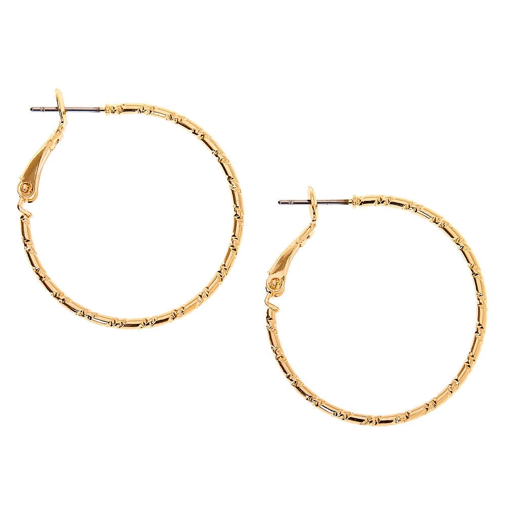 Gold 30MM Textured Hoop Earrings