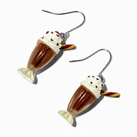 Silver 1" Chocolate Shake Drop Earrings