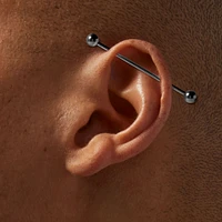 Silver-tone Titanium 14G Industrial Bar