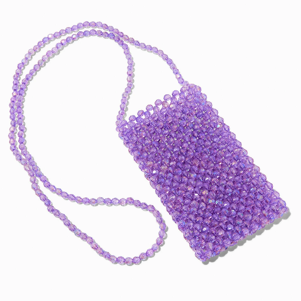 Purple Beaded Crossbody Phone Case