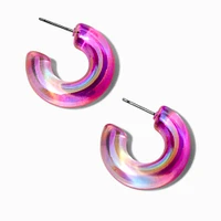 Pink Holographic Hoop Earrings