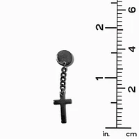 Black Cross Drop Faux Ear Plug Earrings