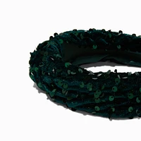 Emerald Sequin Knotted Headband