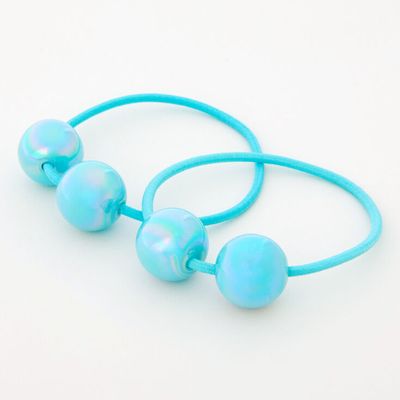 Blue Pearlized Beaded Hair Ties - 2 Pack