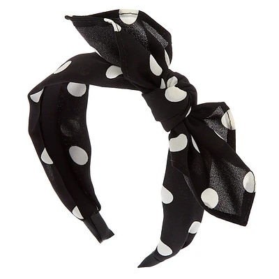 Polka Dot Bow Headband - Black